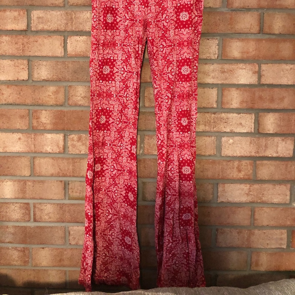red flowy pants